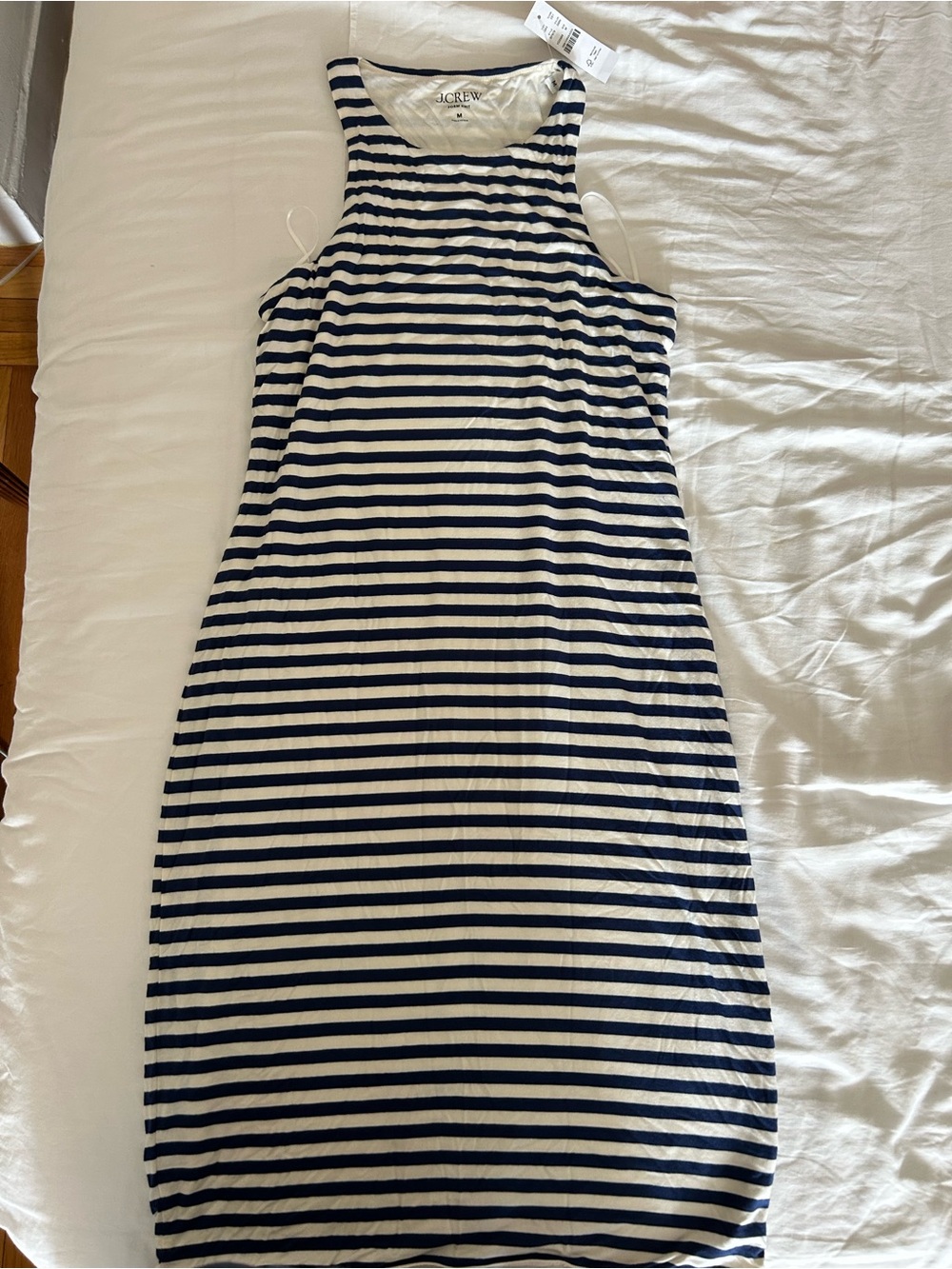 J. Crew Navy & White Striped Tank Midi Dress